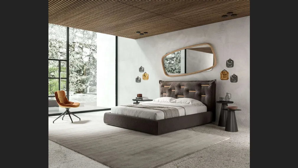Specchio con cornice in legno Golden Wood di Ozzio