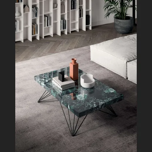 Tavolino multifunzione Radius in marble glass e metallo di Ozzio