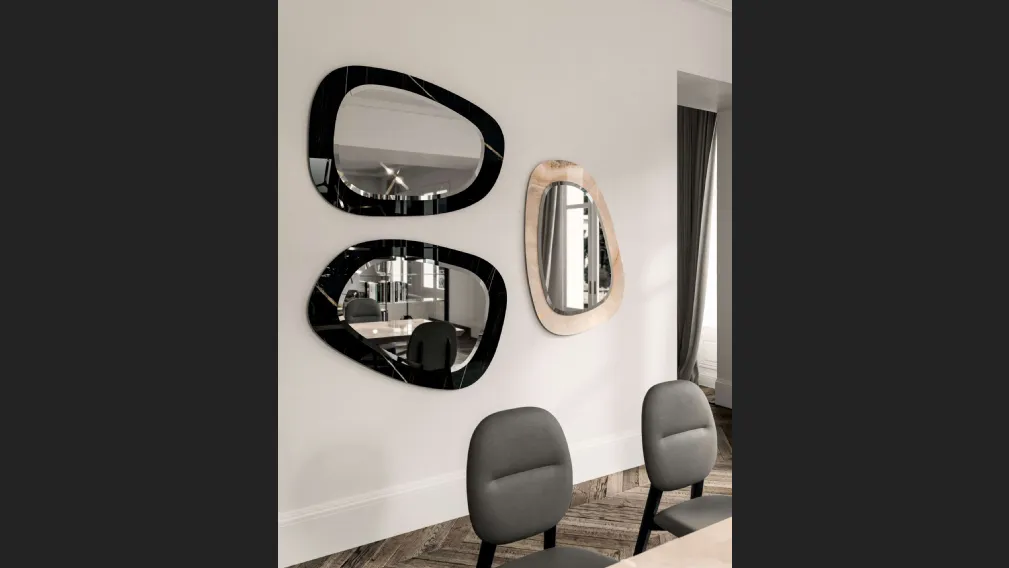Specchio con cornice in marble glass Miami Vice di Ozzio