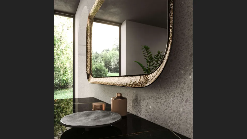 Specchio con cornice in vetro bocciardato Raggio di Ozzio