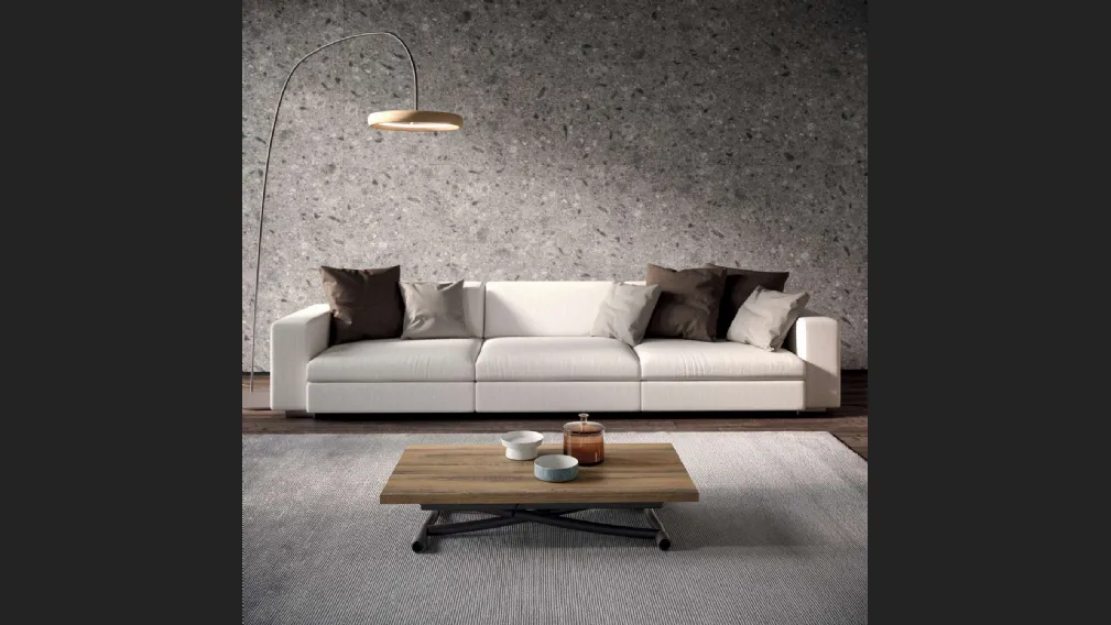 Tavolino Trasformabile Sydney in Eco Legno Vecchio Antico e metallo di Ozzio