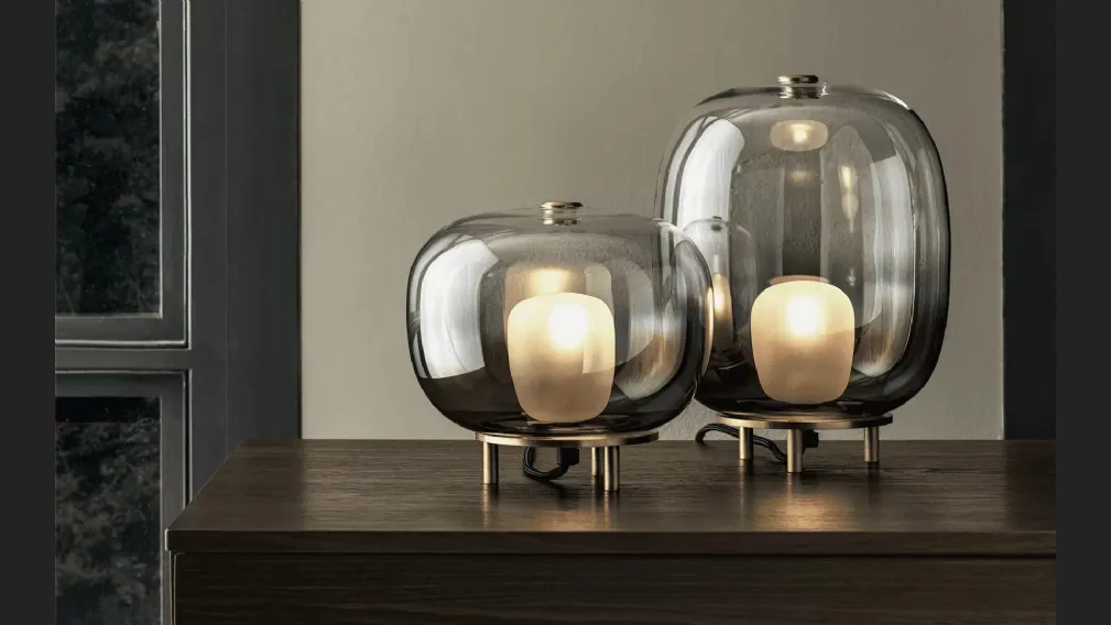 Lampada Blow da tavolo in vetro con base in ottone di Bontempi