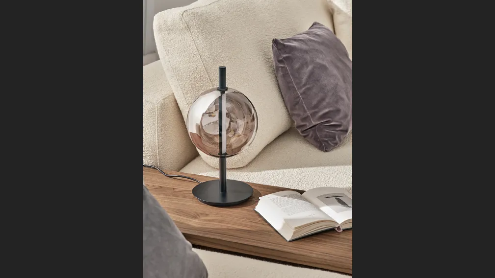 Lampada Sferatus da tavolo in vetro e acciaio di Bontempi