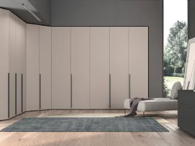Armadio angolare con ante battenti Vitalyty Angolo Concreta in laccato opaco di Colombini Casa