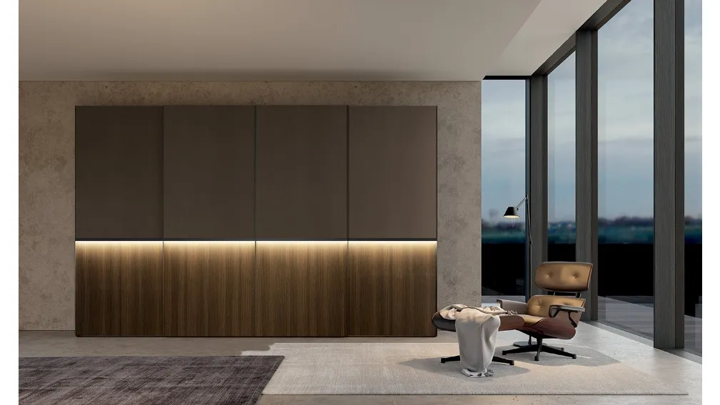 Armadio con ante scorrevoli e luci a led Vitalyty Rail di Colombini Casa