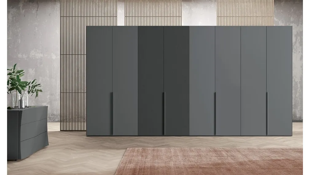 Armadio con ante battenti Vitalyty Style in melaminico Grigio Titanio di Colombini Casa
