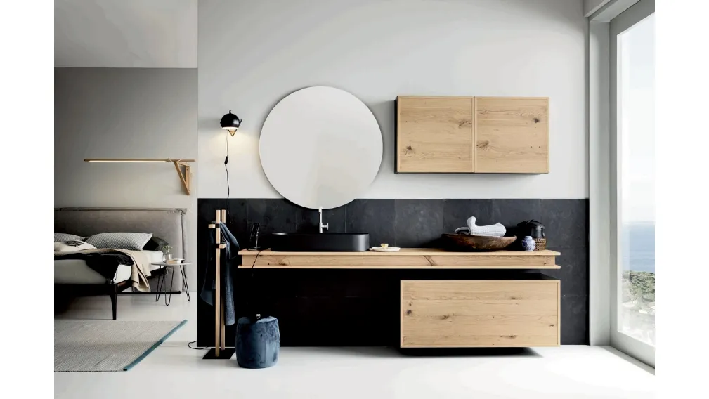 Mobile da Bagno sospeso di design in legno Teddy 02 di Alta Corte
