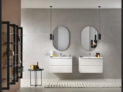 Mobile da Bagno sospeso Artico laccato opaco Bianco con lavabo in ceramica di Bluelife