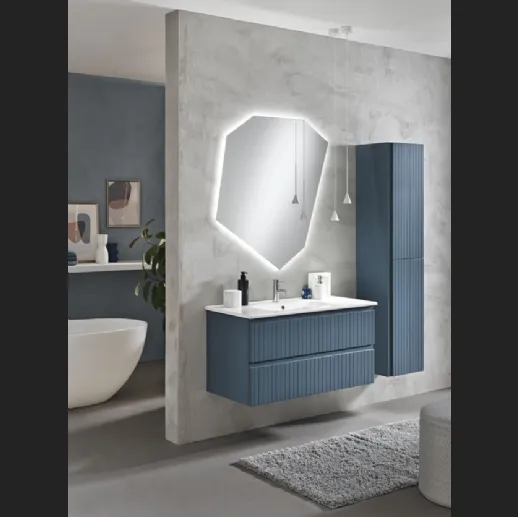 Mobile da Bagno sospeso Artico laccato Blu con lavabo in ceramica di Bluelife