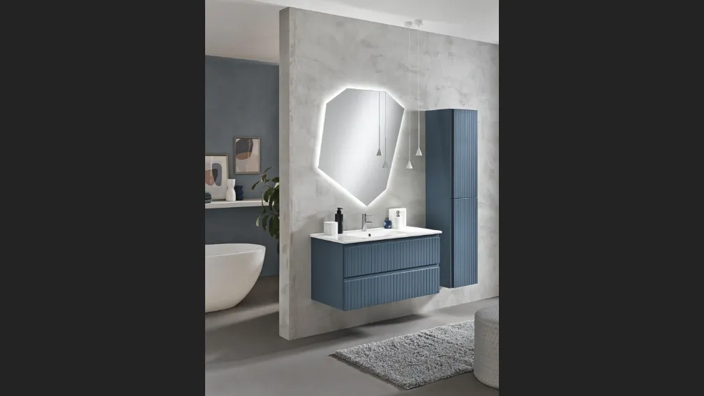 Mobile da Bagno sospeso Artico laccato Blu con lavabo in ceramica di Bluelife