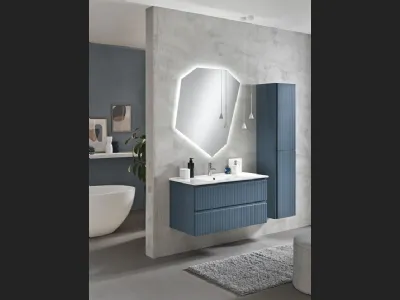 Mobile da Bagno sospeso Artico laccato Blu con lavabo in ceramica di Bluelife