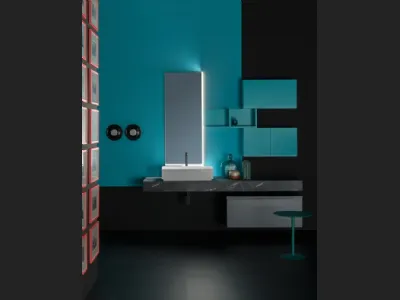 Mobile da Bagno sospeso in nobilitato e  laccato opaco e piano in laminato effetto pietra B GO CHROMATIC BG46 di Compab