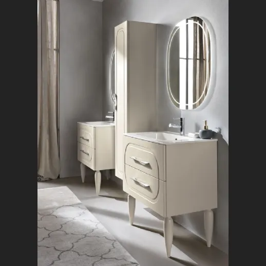 Mobile da Bagno a terra Caspio laccato Avorio con lavabo in ceramica di Bluelife