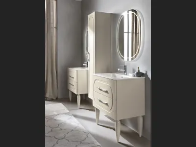 Mobile da Bagno a terra Caspio laccato Avorio con lavabo in ceramica di Bluelife