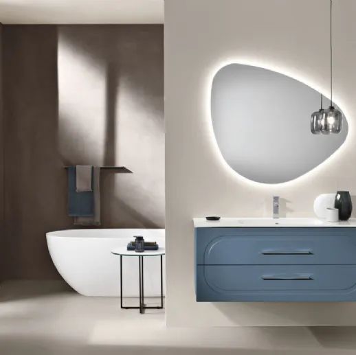 Mobile da Bagno sospeso Caspio laccato Blu con lavabo in Mineralmarmo di Bluelife