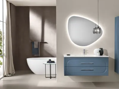 Mobile da Bagno sospeso Caspio laccato Blu con lavabo in Mineralmarmo di Bluelife