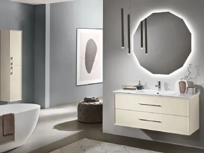 Mobile da Bagno sospeso Classic laccato opaco Avorio con lavabo in mineralmarmo di Bluelife