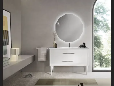 Mobile da Bagno con piedi Classic laccato opaco Bianco con maniglie Cromo di Bluelife