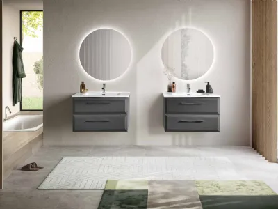 Mobile da Bagno sospeso Cleide Antracite con lavabo in ceramica di Bluelife