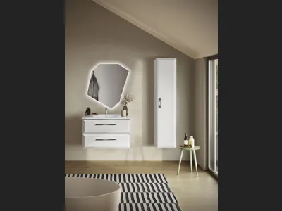 Mobile da Bagno sospeso Cleide laccato opaco Bianco con lavabo in ceramica di Bluelife