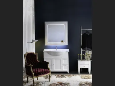 Mobile Bagno da appoggio in laccato bianco opaco e lavabo consolle in ceramica DIAMANTE DM13B di Compab
