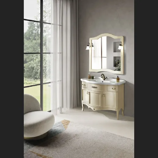 Mobile da Bagno London a 3 ante finitura Avorio striato con lavabo in ceramica di Bluelife