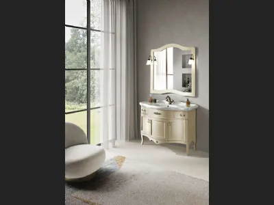 Mobile da Bagno London a 3 ante finitura Avorio striato con lavabo in ceramica di Bluelife