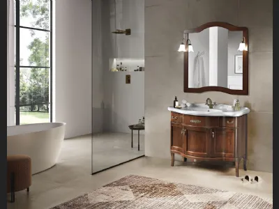 Mobile da Bagno classico a terra London 3 ante in Noce con lavabo in ceramica di Bluelife