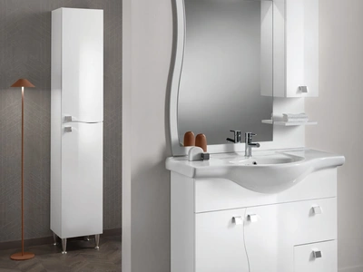 Mobile da Bagno a terra Onda 03 in bianco lucido di Bluelife