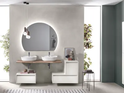 Mobile da Bagno Piave in nobilitato Bianco opaco con top in massello di Frassino di Bluelife