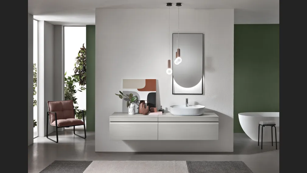 Mobile da Bagno sospeso Rio in PVC cannettato finitura Grigio di Bluelife