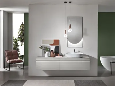 Mobile da Bagno sospeso Rio in PVC cannettato finitura Grigio di Bluelife