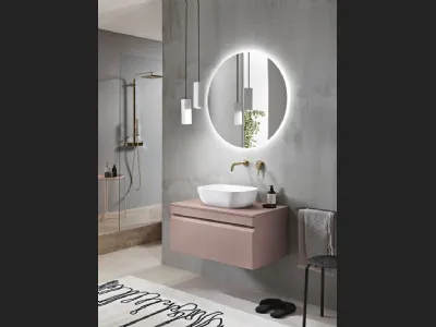 Mobile da Bagno sospeso Rio in PVC cannettato finitura Rosa Polvere di Bluelife