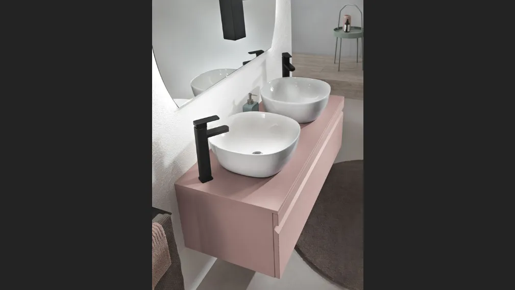 Mobile da Bagno Rio Rosa Polvere con 2 lavabi di Bluelife