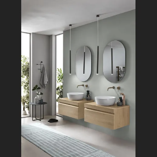 Mobile da Bagno sospeso Rio in PVC cannettato finitura Rovere chiaro di Bluelife