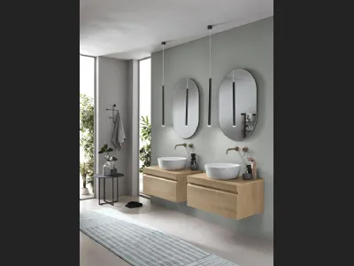 Mobile da Bagno sospeso Rio in PVC cannettato finitura Rovere chiaro di Bluelife