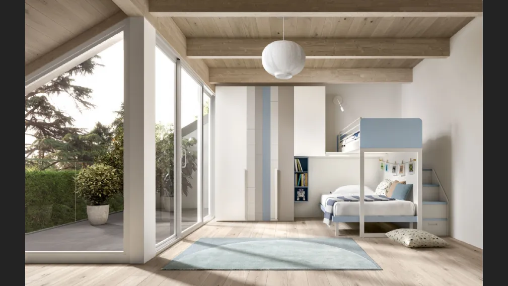 Camera con soppalco Room 163 con armadio dalle ante personalizzabili di Zg Mobili
