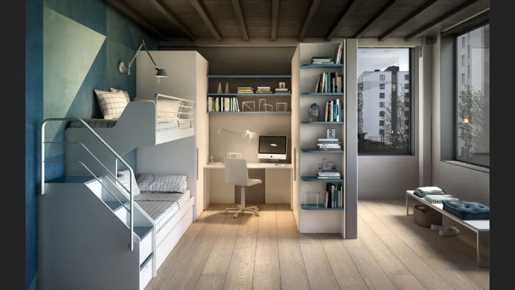 Camera con soppalco e scrivania Room 170 di Zg Mobili