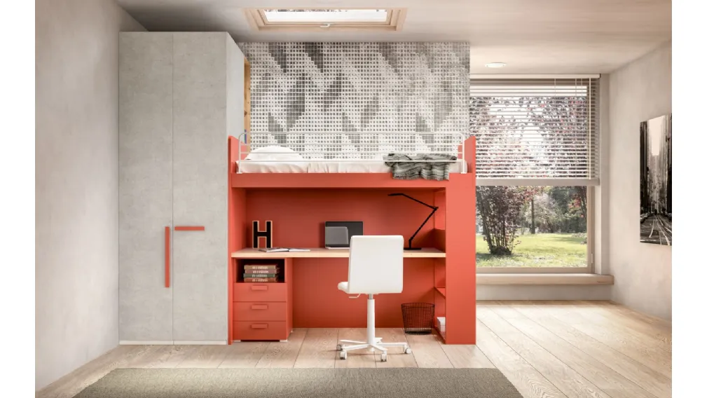 Camera con soppalco e scrivania Room 173 di Zg Mobili