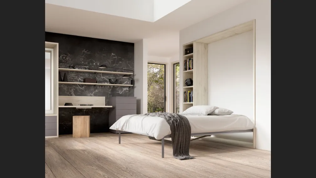Camera salvaspazio con scrivania e letto aperto Room 150 di Zg Mobili
