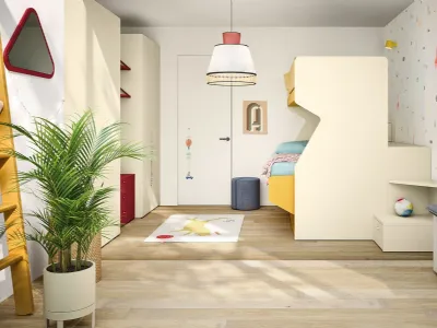 Cameretta con letti a castello Kids space 30 in melaminico di Nidi