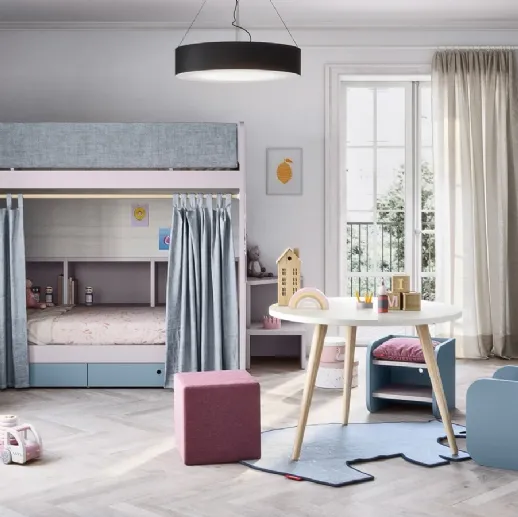 Cameretta con letti a castello Kids space 14 in melaminico di Nidi