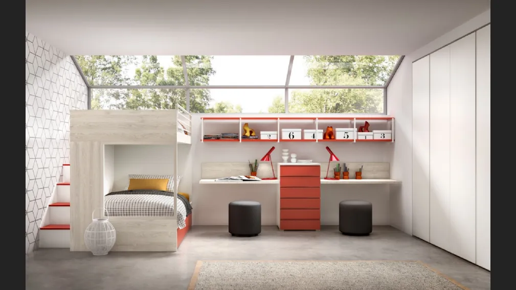 Camera con soppalco Room 153 con letti da una piazza e mezza di Zg Mobili