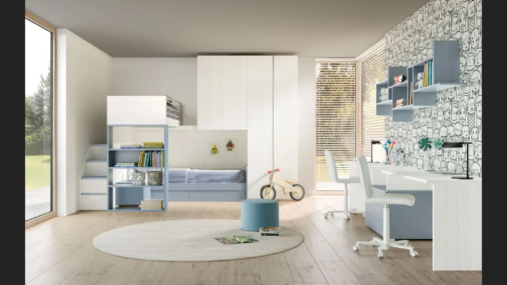 Camera per bambini con soppalco Room 166 di Zg Mobili
