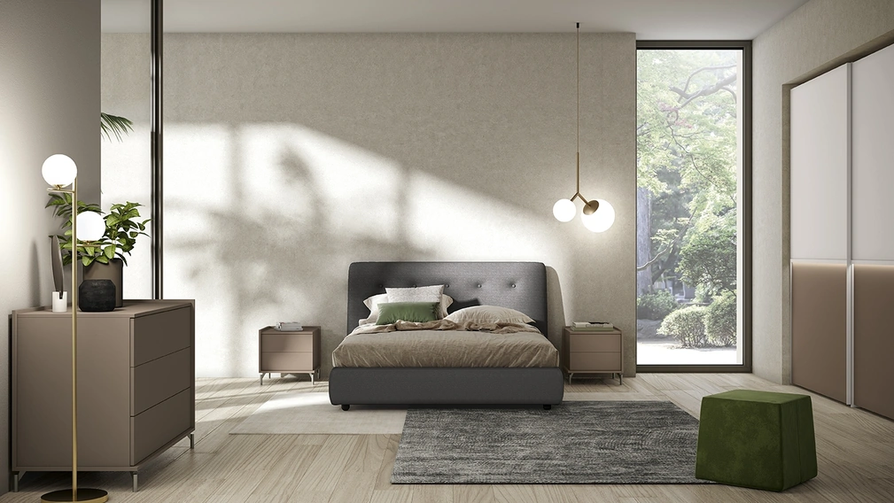 Letto Adagio in tessuto imbottito di Colombini Casa