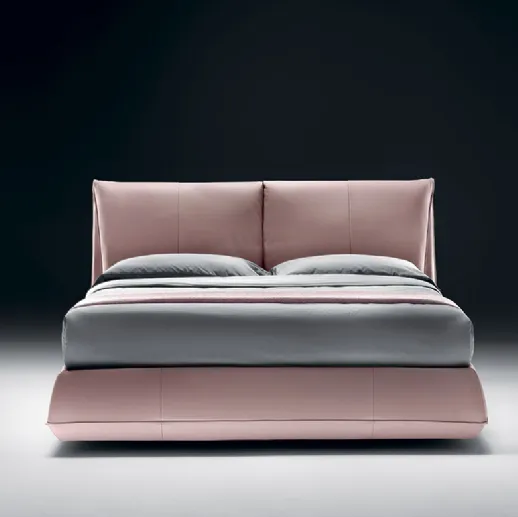 Letto imbottito in pelle con box contenitore e testiera Avenue di Bontempi Letti Design