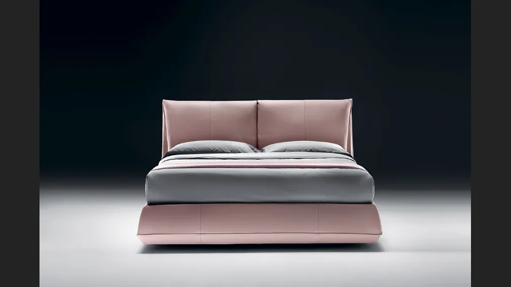 Letto imbottito in pelle con box contenitore e testiera Avenue di Bontempi Letti Design