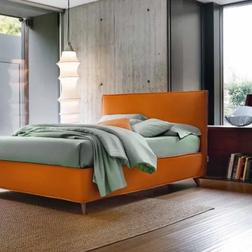 Letto in tessuto con testiera e box contenitore Bon Ton di Bontempi Letti Design