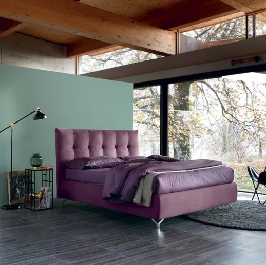 Letto in tessuto Gemma con box contenitore e testiera trapuntata di Bontempi Letti Design