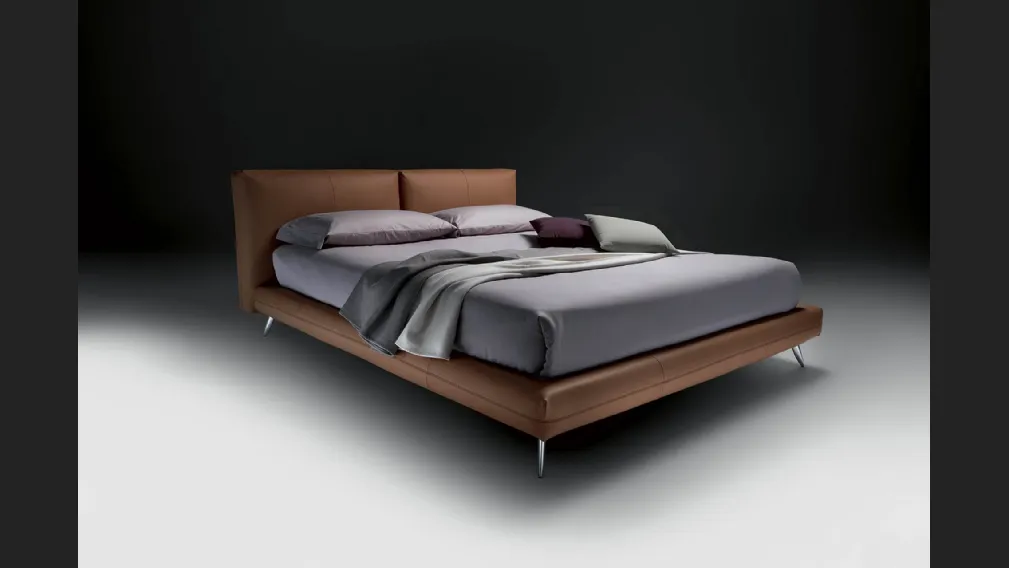 Letto in pelle con secret box e testiera imbottita Kuna Levante di Bontempi Letti Design